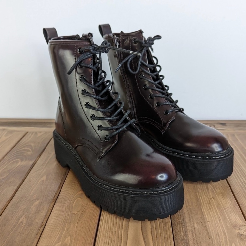 Steve Madden Burgundy Combat Boots
